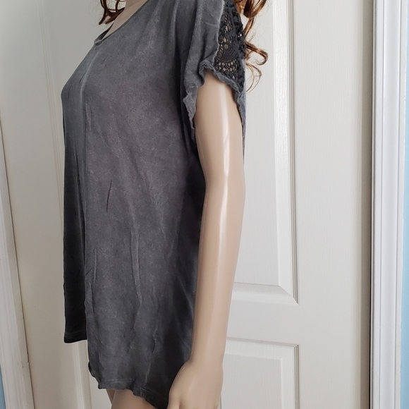 Cap Sleeve Crocheted Top XL Boho T-shirt - Picture 5 of 8